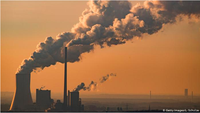 A coal power plant in Germany releases carbon dioxide as the coal is burned to produce energy, it is estimated that 10 gigatonne (Gt) is produced by coal fired power stations which is estimated to amount to about 20% of greenhouse gas emissions.